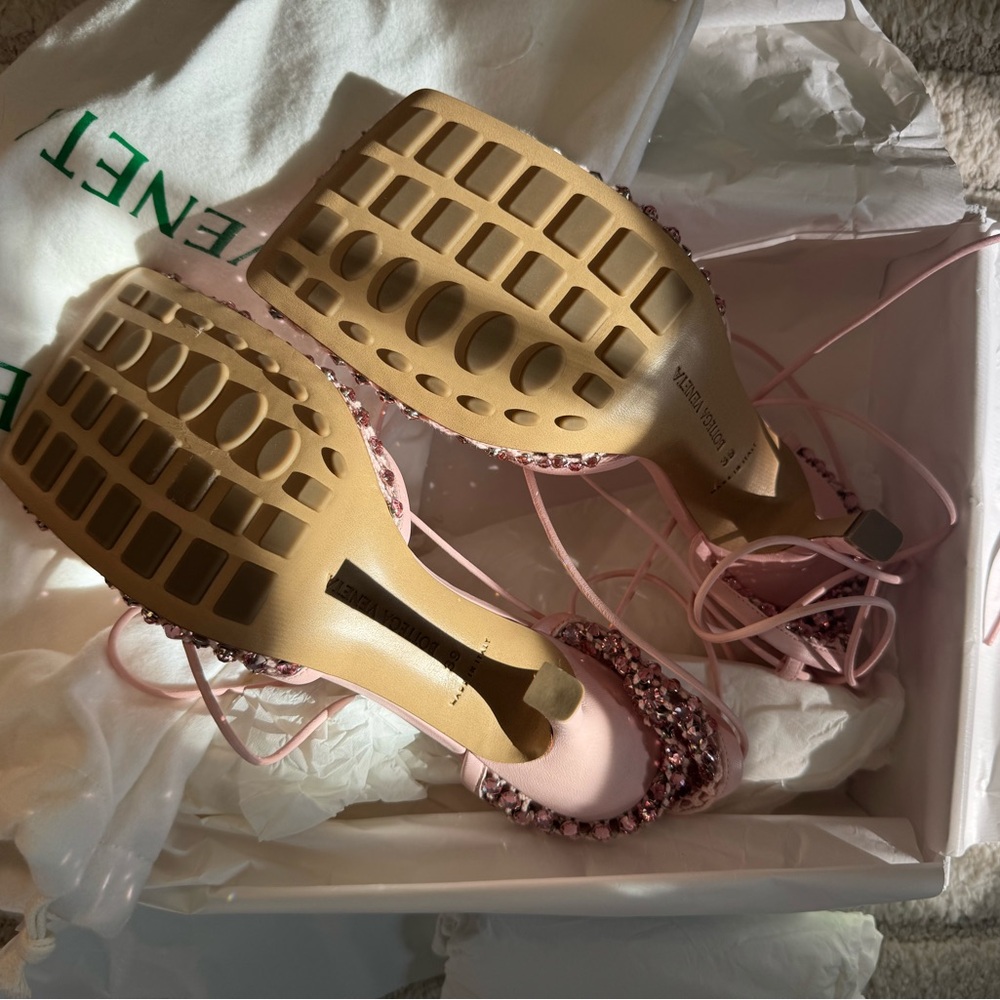 BOTTEGA VENETA Stretch Sandal Web Sparkle Camellia Size 39 - Picture 12 of 16
